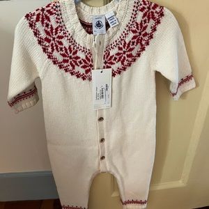 Petit Bateau knit romper, 6M. Brand new with tags.